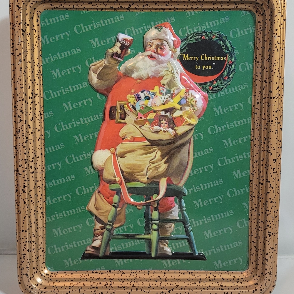 Vintage Style Green Santa Christmas Wall Plaque